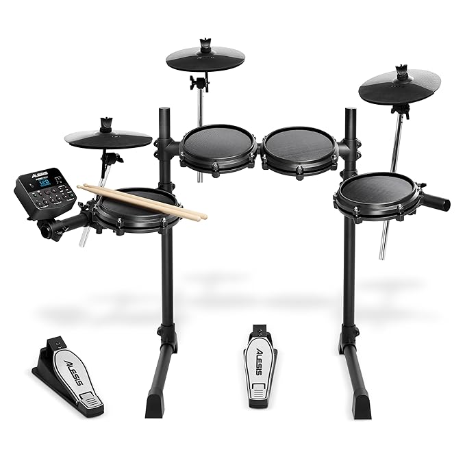 Alesis Turbo Mesh Kit | 7 Piece All-Mesh Electronic Drum Kit with Play along Tracks, Drum