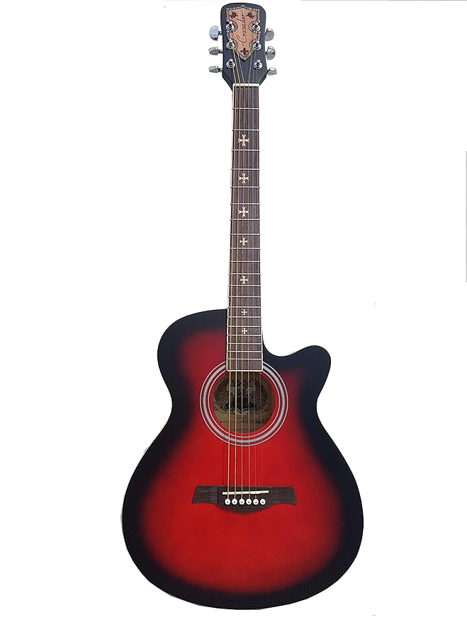 Crusader Acoustic Standard Guitar 39-Inch Black and Red