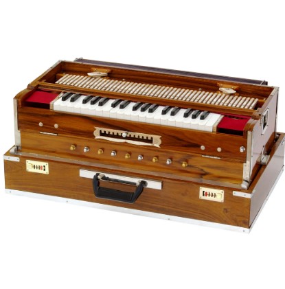 Harmonium 9 stop, folding, teak wood, natural wood color, 13 scale changer, 4 set of reeds