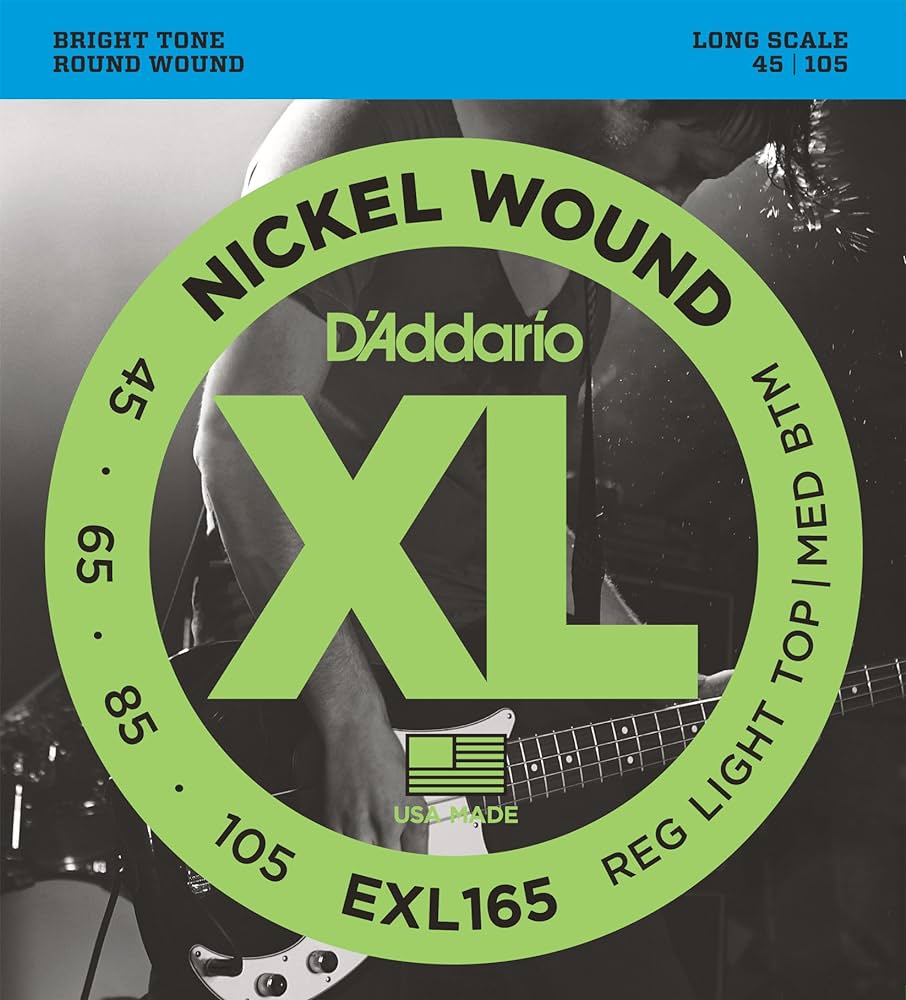 D'Addario EXL165 Nickel Wound 45-105 Custom Light Bass Guitar Strings