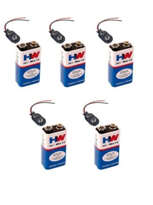 Techleads 9V Long Life Zinc Carbon Hi Watt Battery With Battery Clip Connector