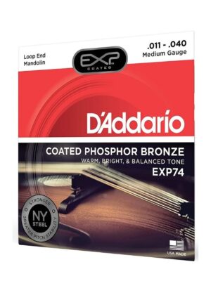 D'Addario EXP74 Coated Phosphor Bronze Mandolin Strings, Medium