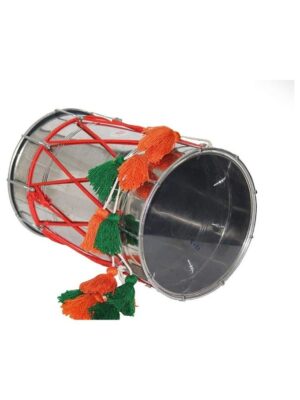 TM Punjabi bhangra steel dhol, fiber white skin