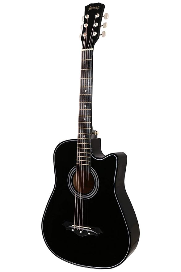 JUAREZ Engineered Wood Acoustic Guitar, 38 Inch Cutaway, JRZ38C/BKNA Black