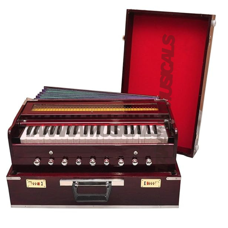 9 Stopper Folding, Chudidaar Bellow, 42 Key, 2 Reed Bass-Male, 3 1/2 Octave, Kapler, Harmonium with Cover