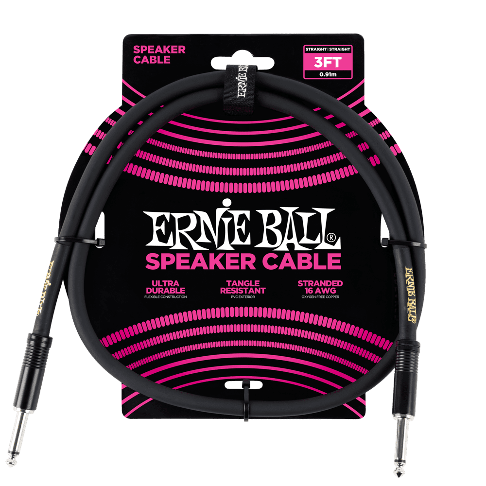 Ernie Ball Straight-Straight Speaker Cable - Black - 3 Feet 5.0 (1)