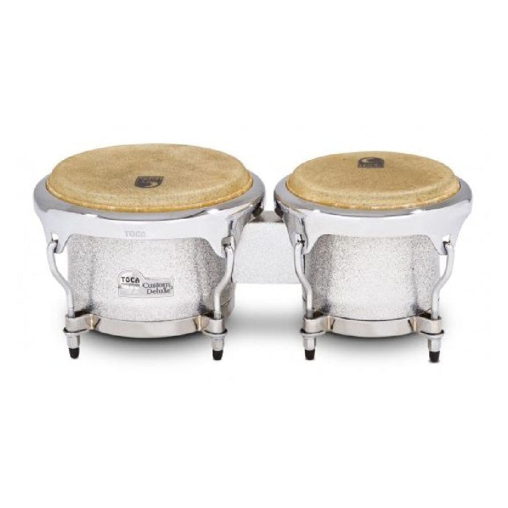 Toca Percussion Custom Deluxe Series Fiberglass Bongos - Silver Sparkle